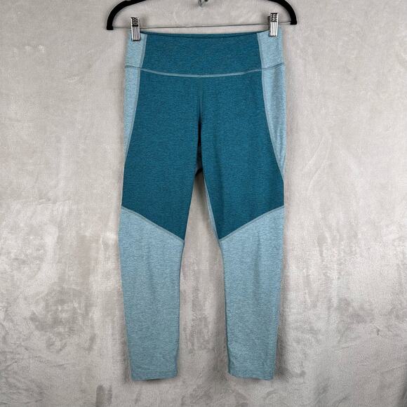 Outdoor Voices X Madewell Leggings Womens Med Green 3/4 Warm Up Color Block Crop - Picture 1 of 11